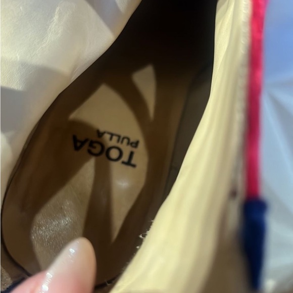 Toga Pulla velvet color block ankle boots fuschia & navy block heeel - Picture 9 of 13